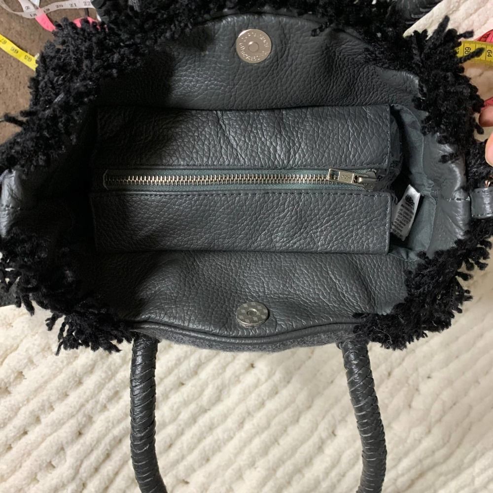 IBBAN handmade boho Wool leather crossbody bag gray black - Picture 8 of 10